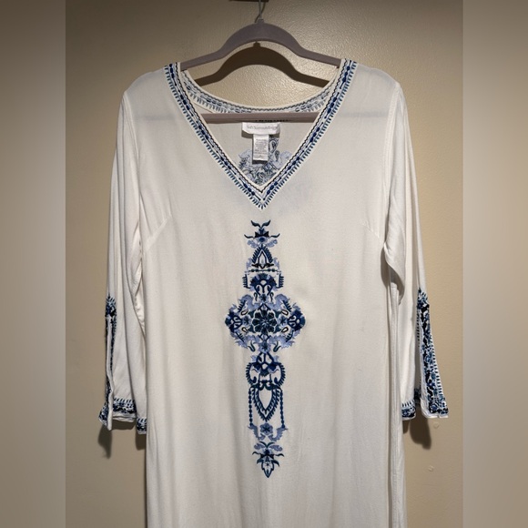 Soft Surroundings Kaftan Maxi Dress Embroidered size medium - Picture 4 of 13